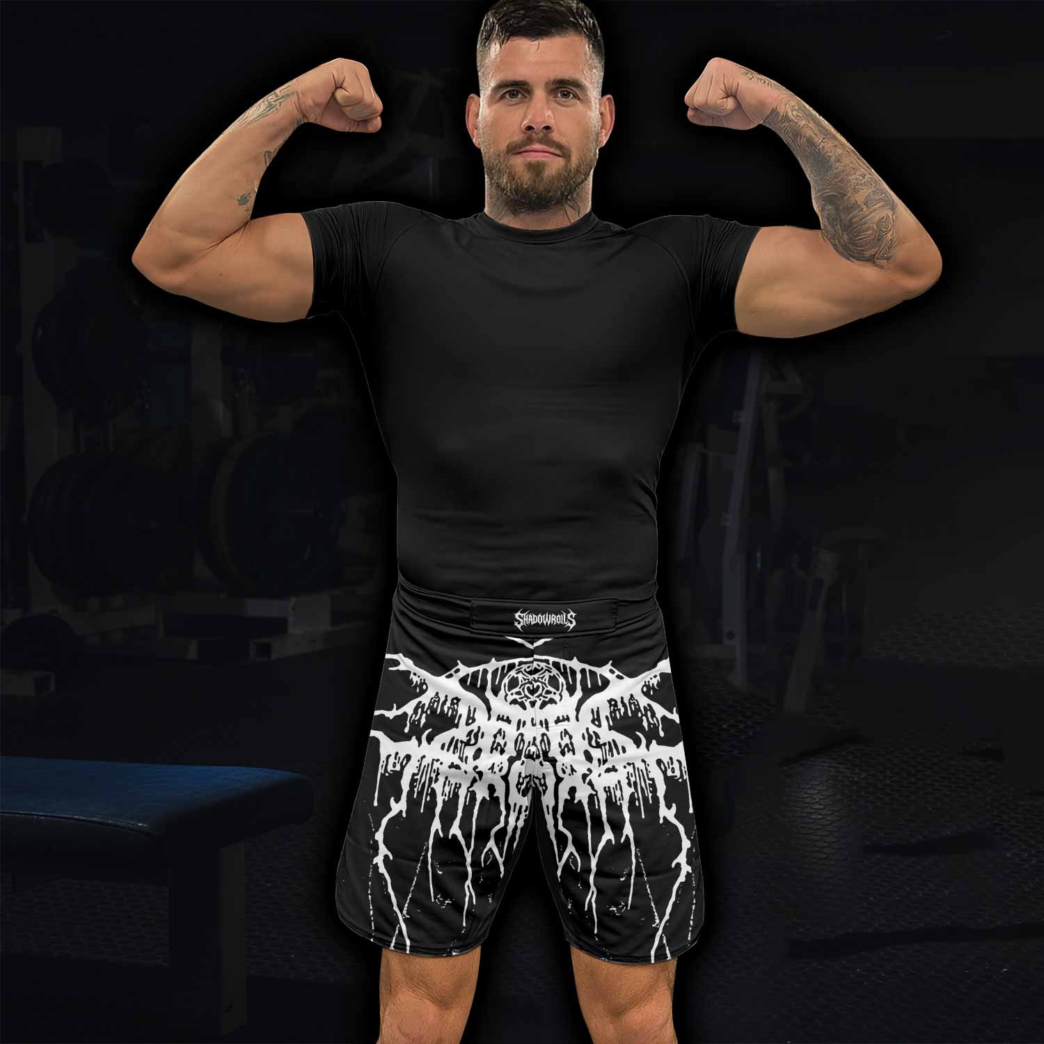 Darkthrone Under a Funeral Moon Fight Shorts - lifestyle view