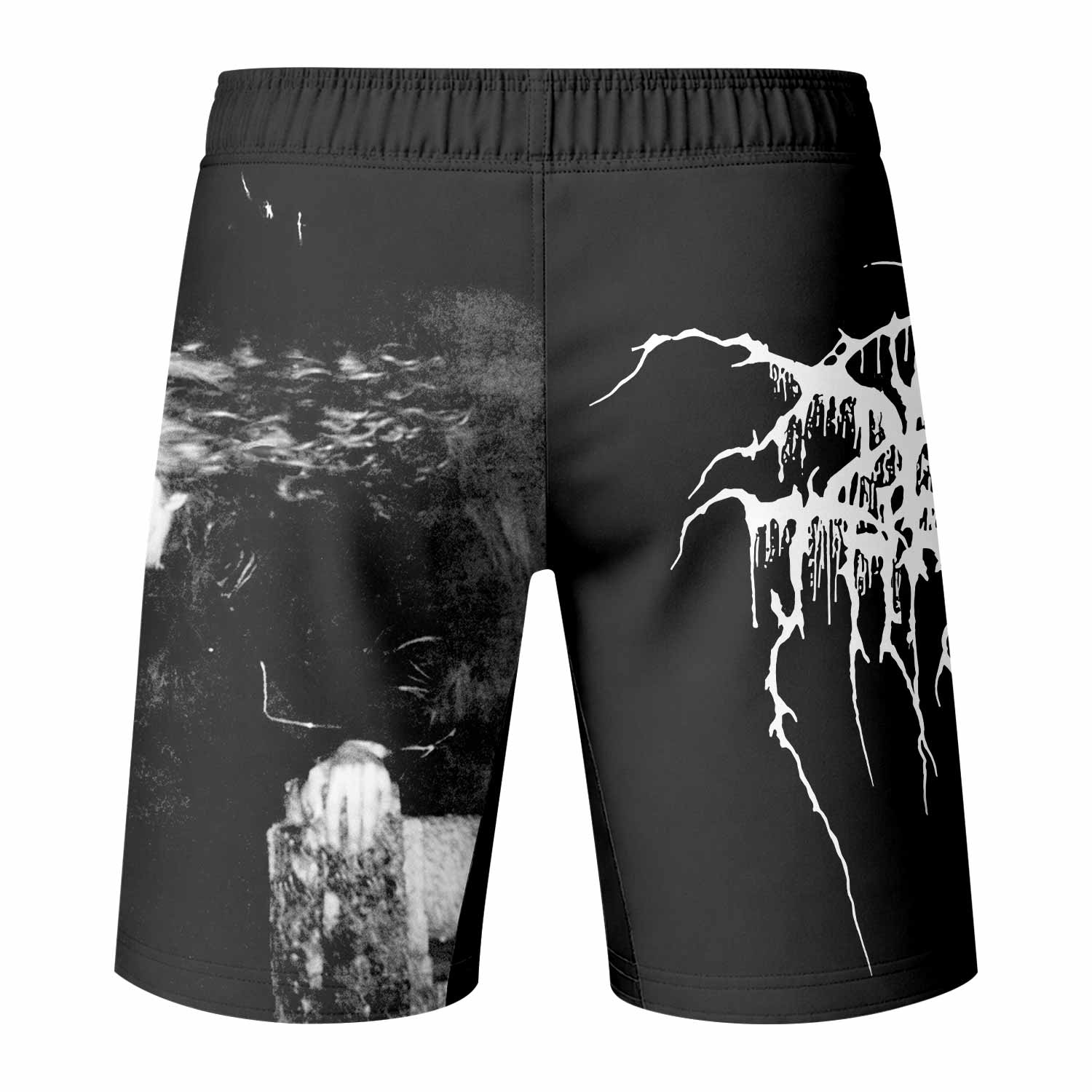 Darkthrone A Blaze in the Northern Sky Fight Shorts - back view mockup