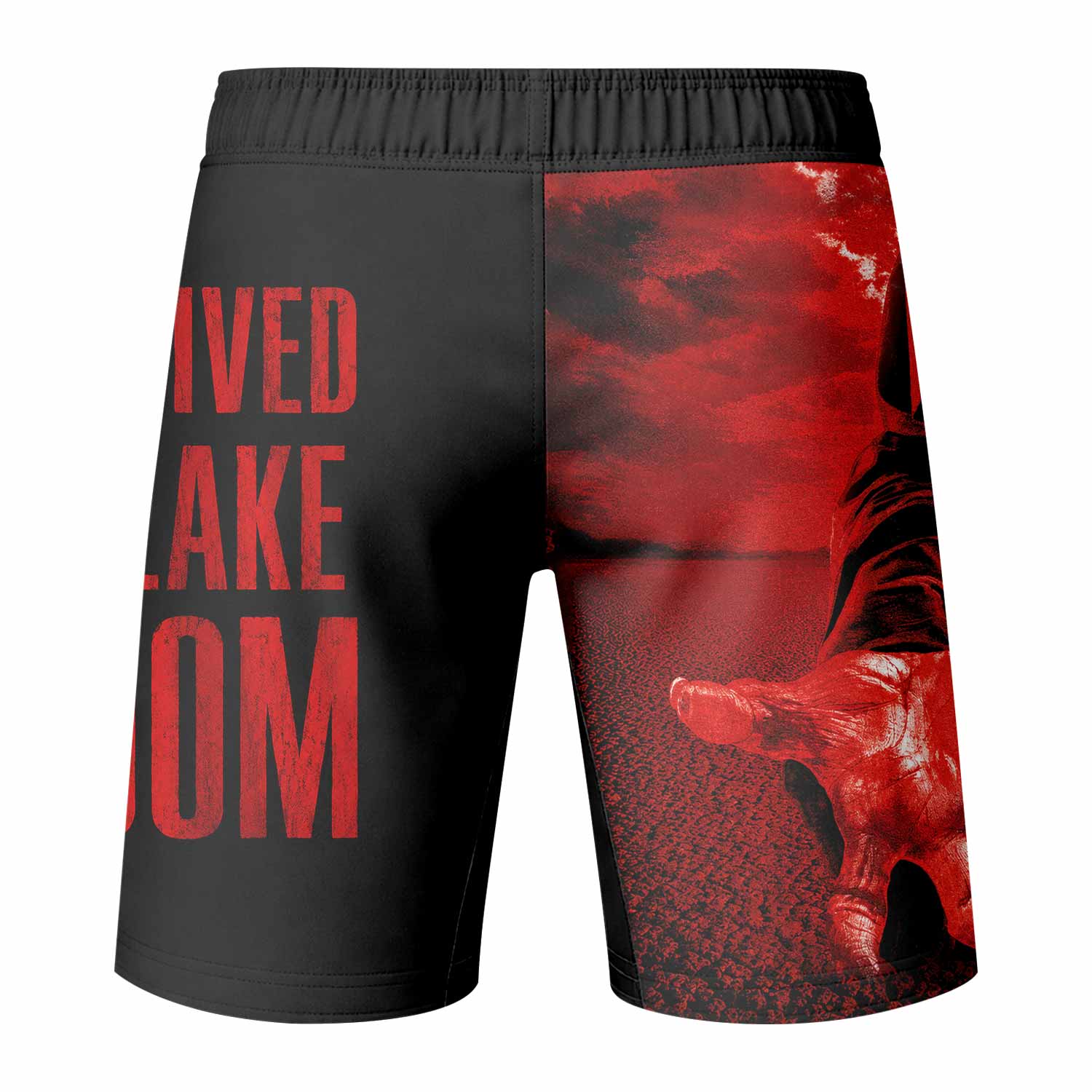 Children of Bodom Something Wild Fight Shorts - back view mockup