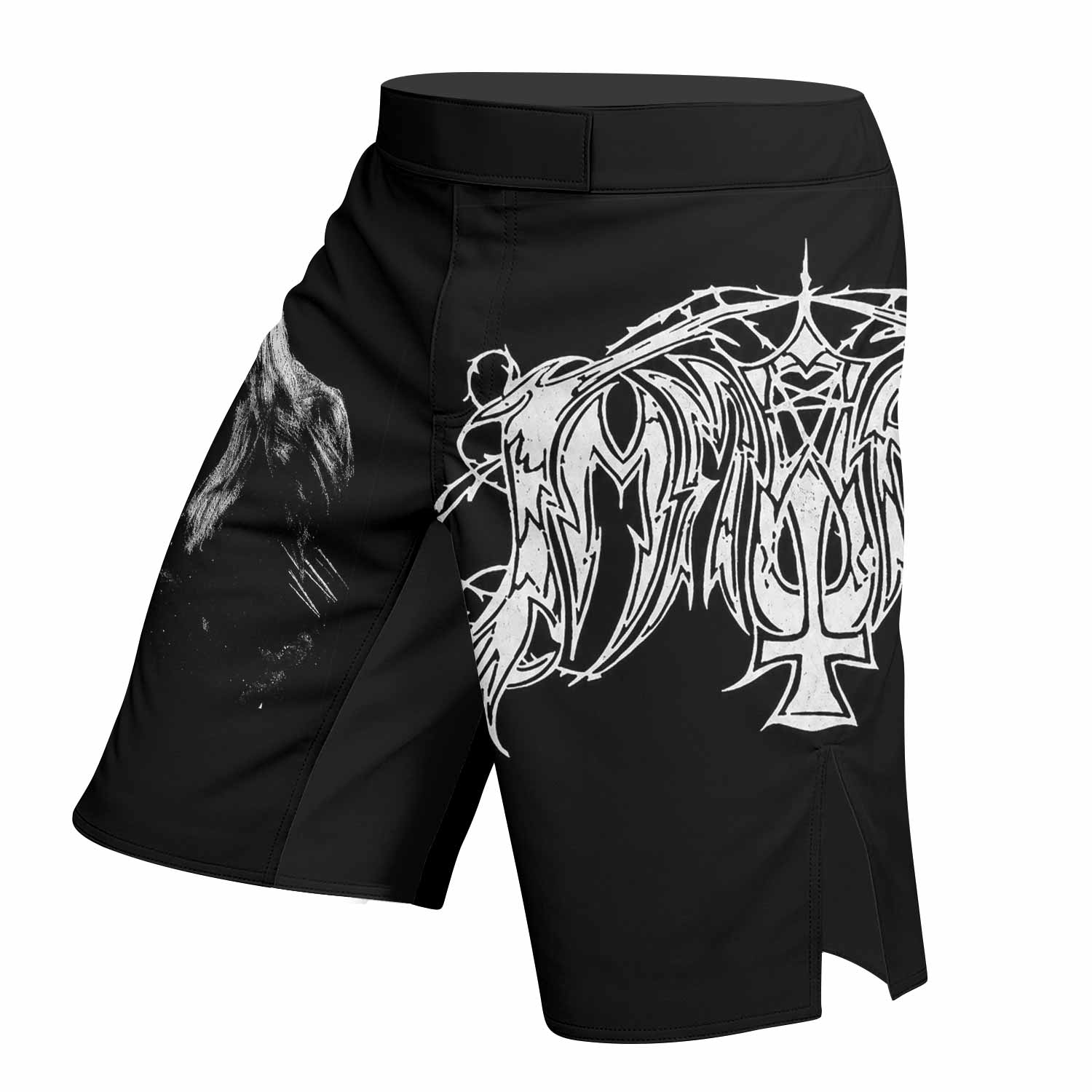 Immortal Pure Holocaust Fight Shorts - left side mockup