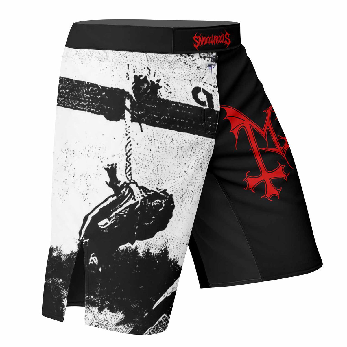Mayhem Deathcrush No Fun No Core No Mosh No Trends Fight Shorts - right side mockup