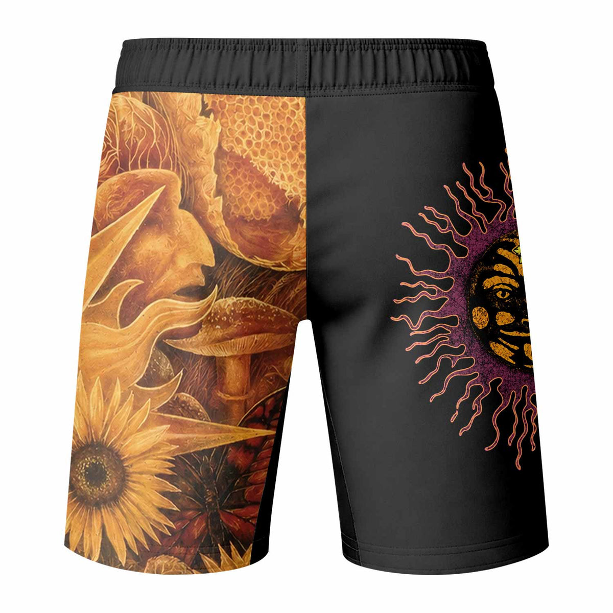 Tiamat Spiritual Sun Fight Shorts - back view mockup