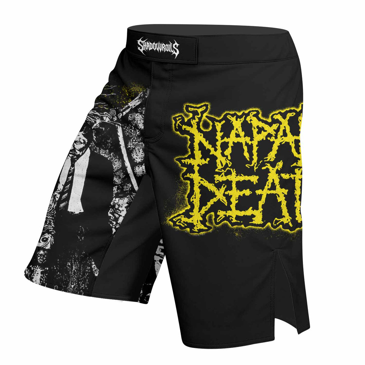 Napalm Death Scum Fight Shorts - left side mockup