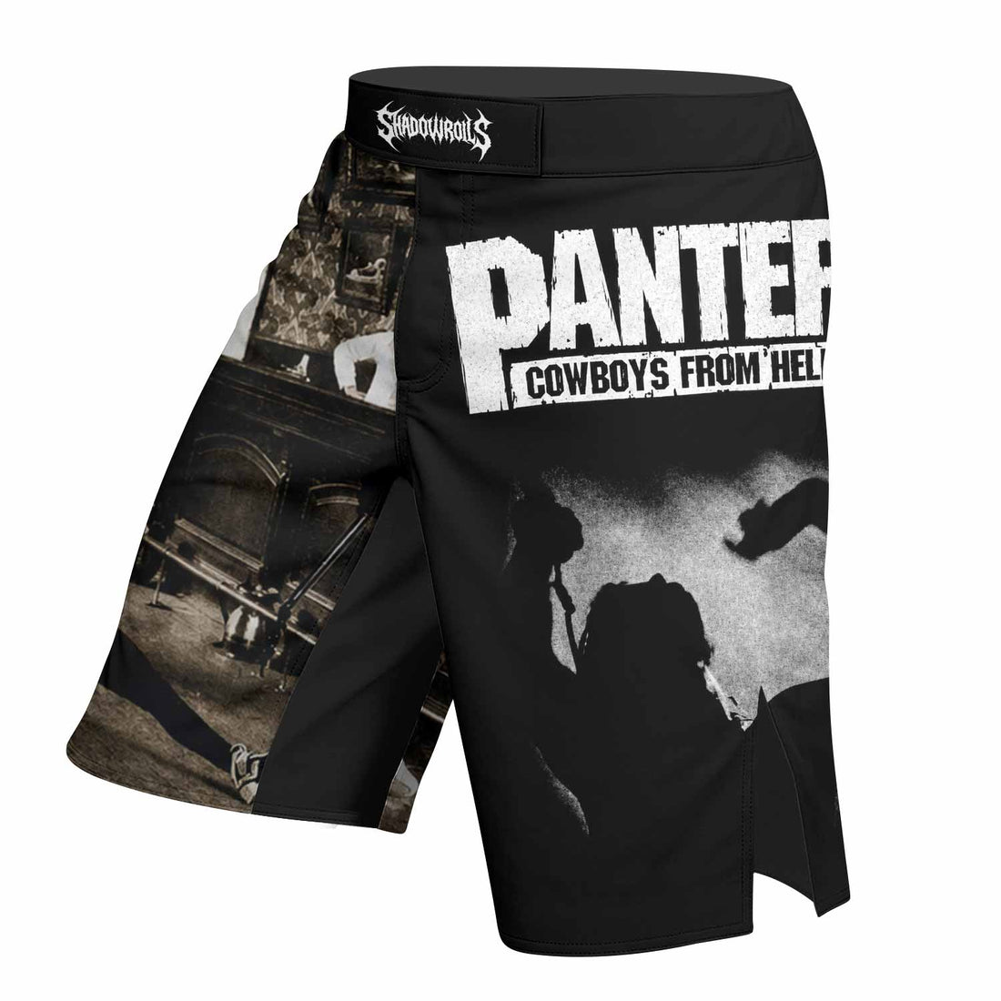 Cowboys from Hell Pantera Fight Shorts - right side mockup