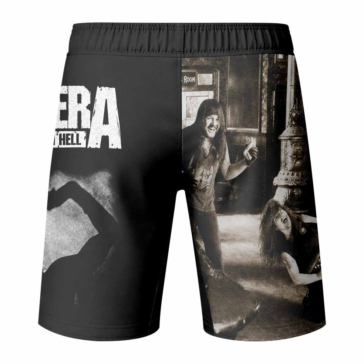 Cowboys from Hell Pantera Fight Shorts - back view mockup