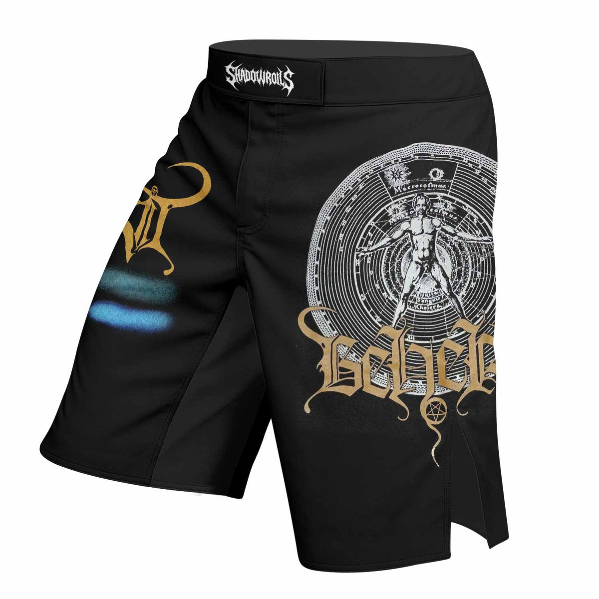 Beherit Drawing Down the Moon Fight Shorts - left side mockup
