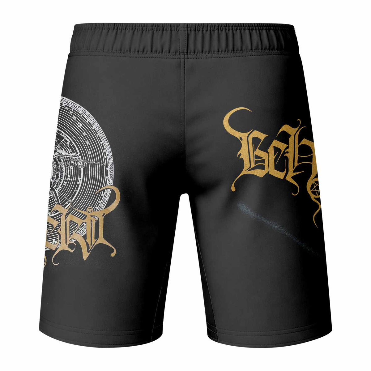 Beherit Drawing Down the Moon Fight Shorts - back view mockup