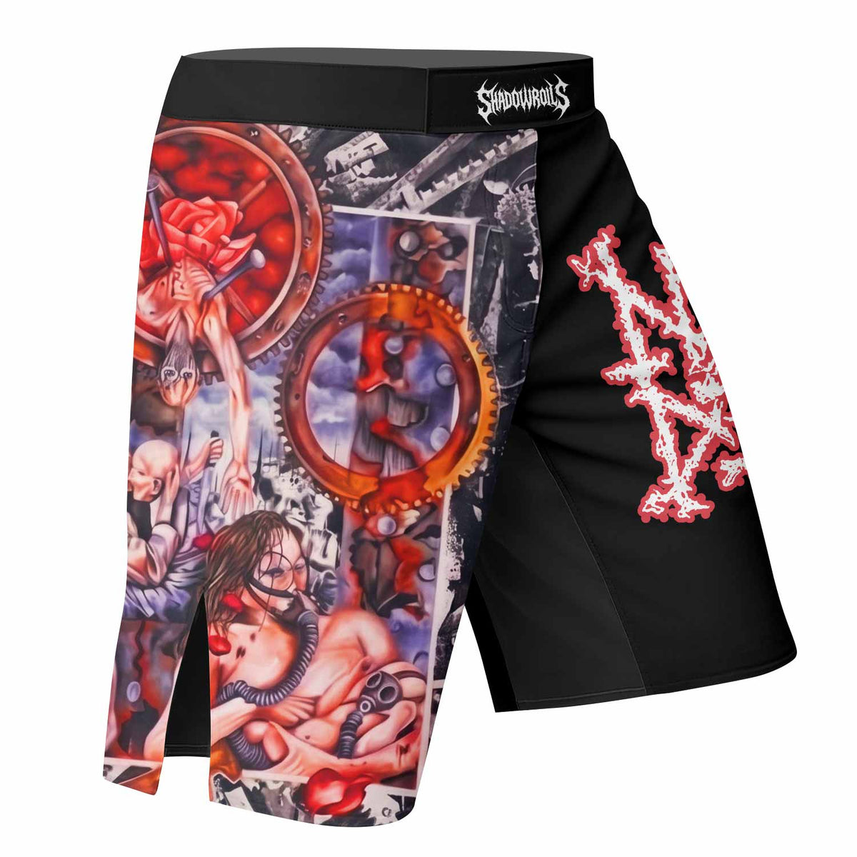 Napalm Death Utopia Banished Fight Shorts - right side mockup