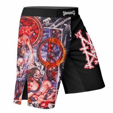 Napalm Death Utopia Banished Fight Shorts - right side mockup