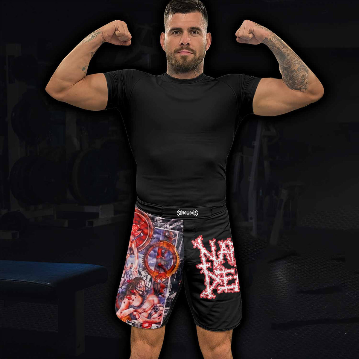 Napalm Death Utopia Banished Fight Shorts - lifestyle view
