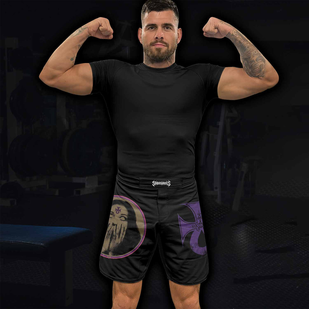 Electric Wizard Let Us Prey Fight Shorts - lifestyle view