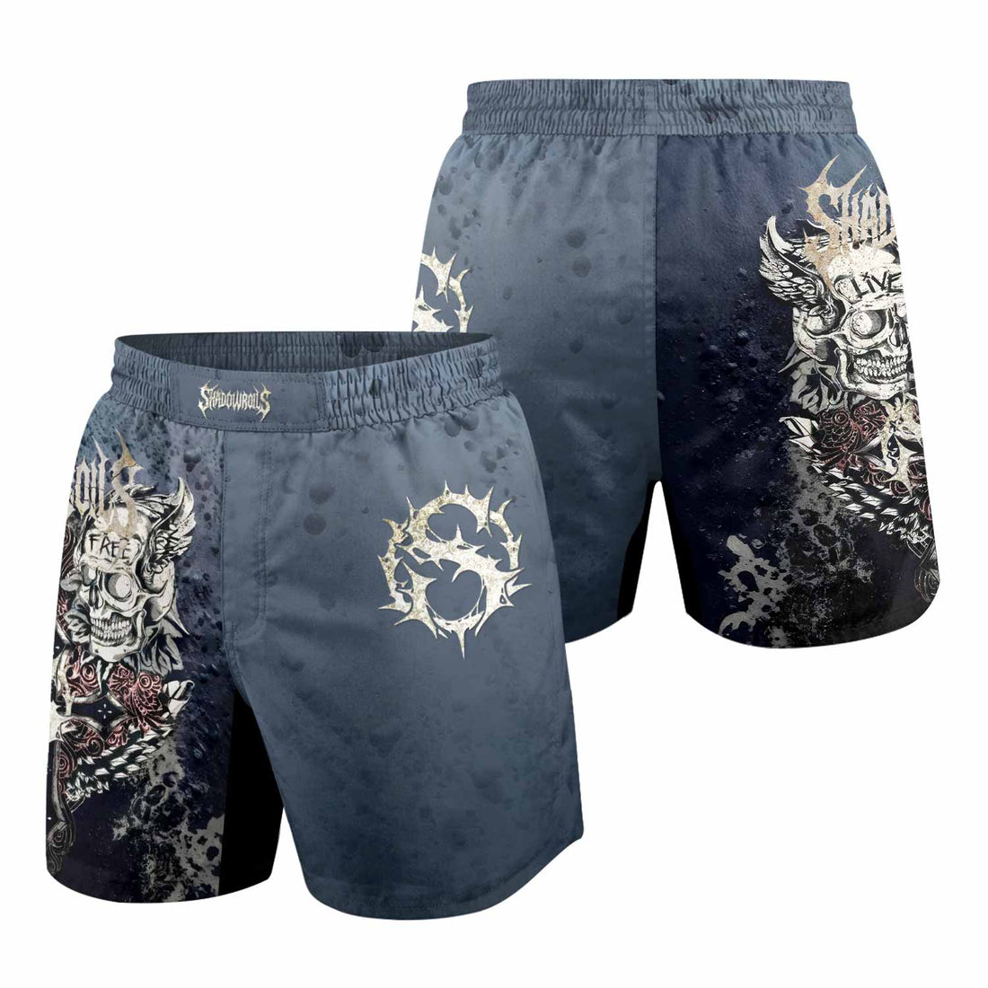 Live Free Warrior Grappling Shorts - front and back view