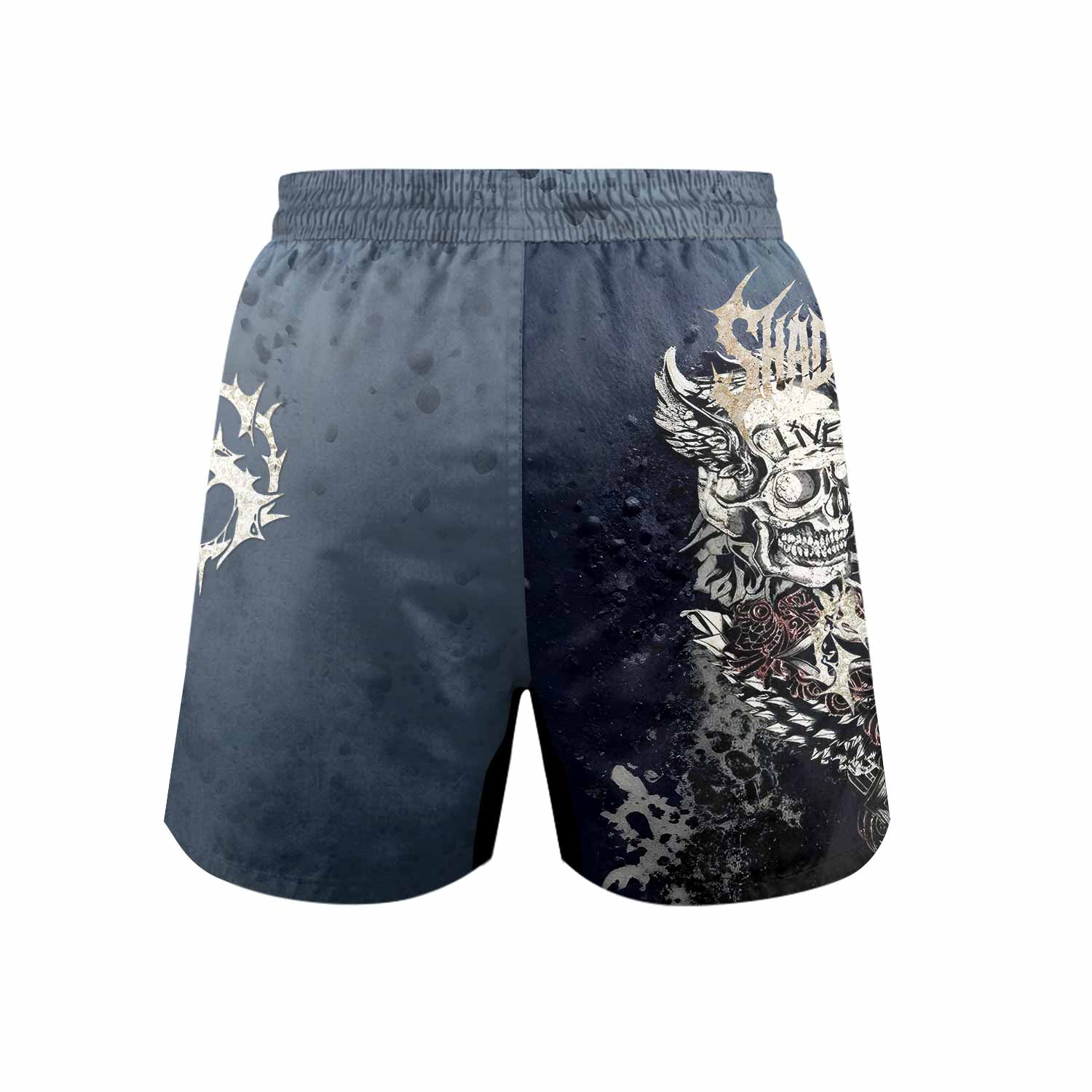 Live Free Warrior Grappling Shorts - back view mockup