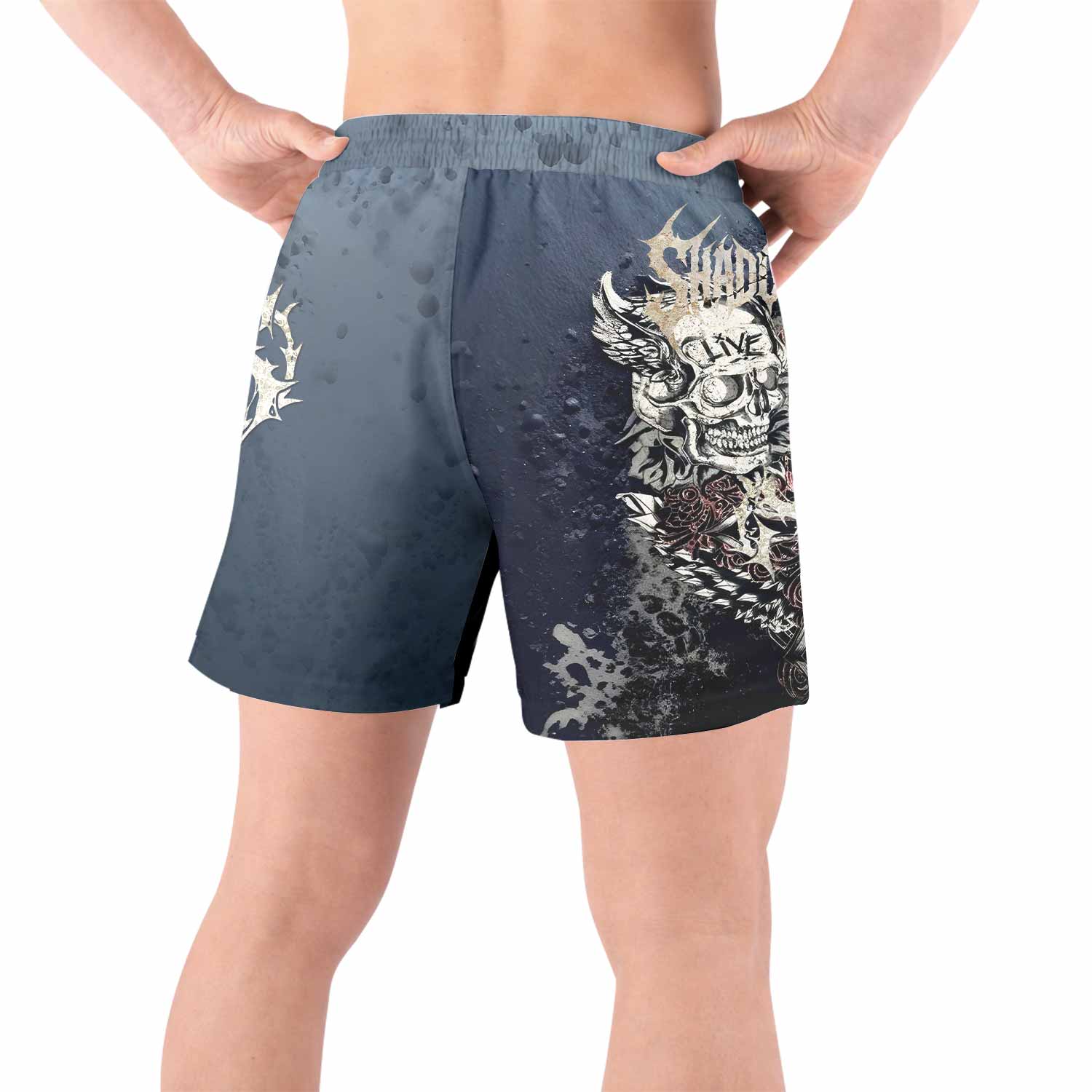 Live Free Warrior Grappling Shorts - back view lifestyle