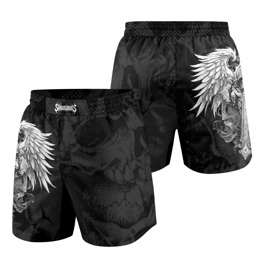 Rebirth of the Fallen Grappling Shorts - front and back view