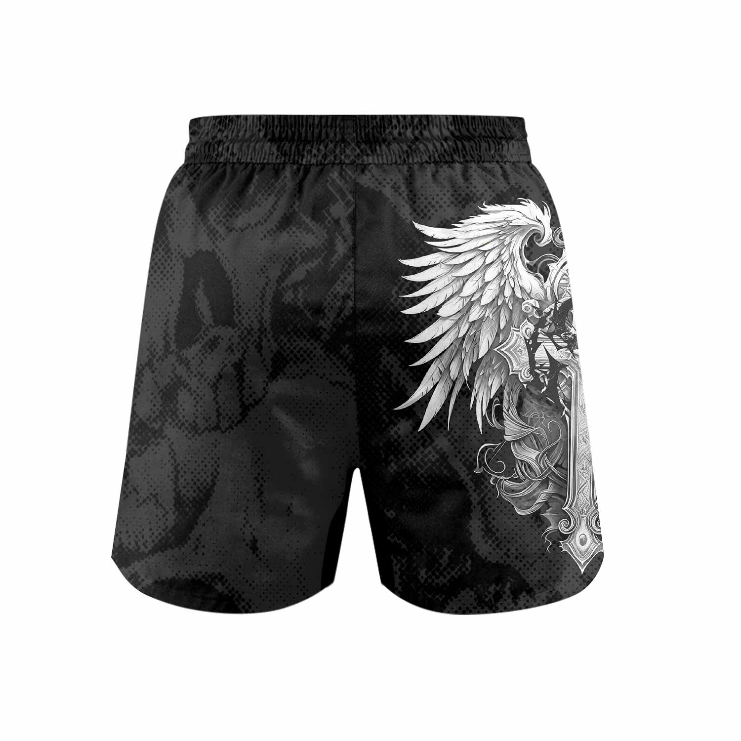 Rebirth of the Fallen Grappling Shorts - back view mockup