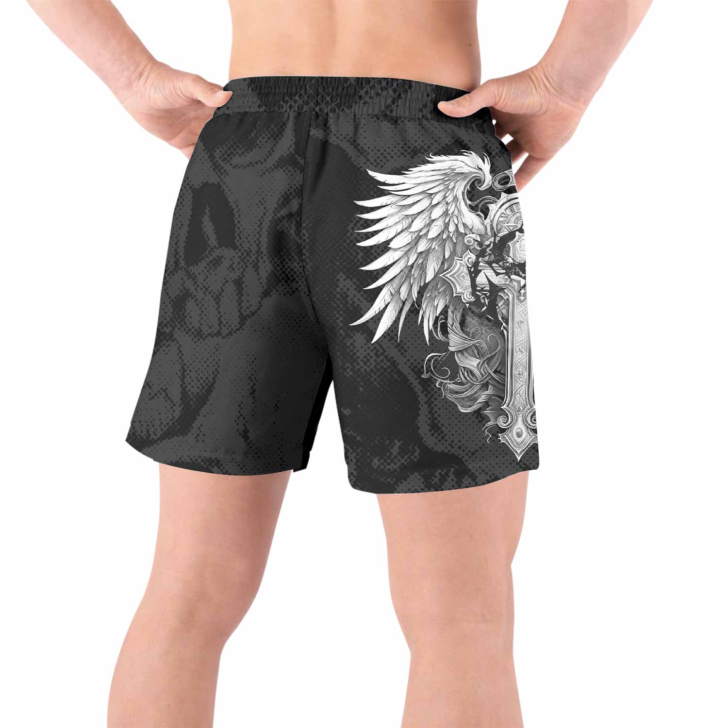 Rebirth of the Fallen Grappling Shorts - back view lifestyle