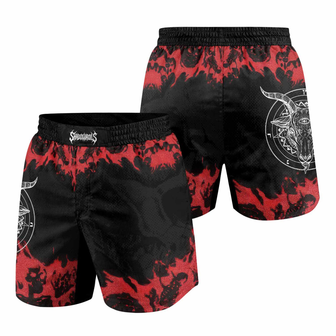 Baphomet Seal Grappling Shorts - front and back view