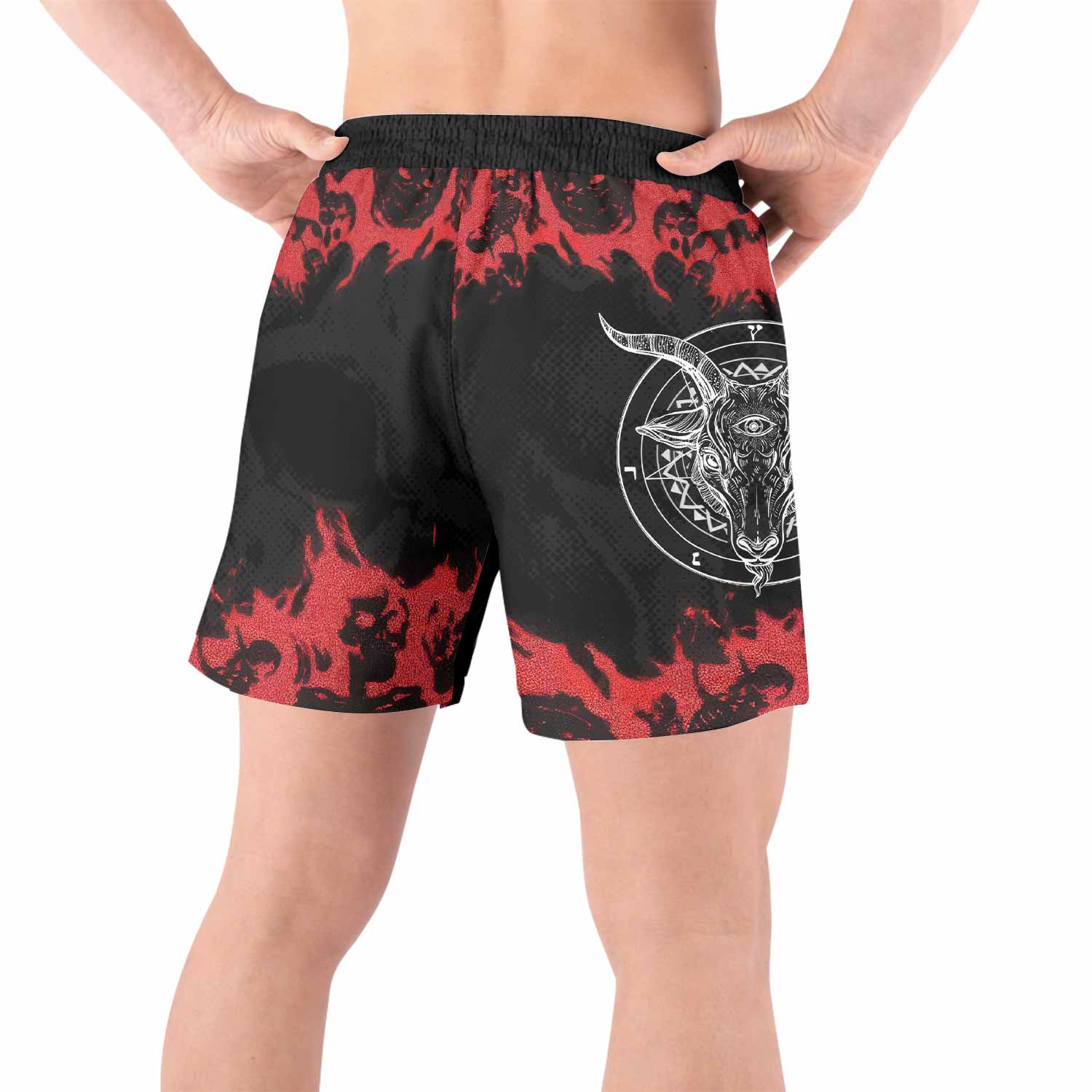 Baphomet Seal Grappling Shorts - back view lifestyle