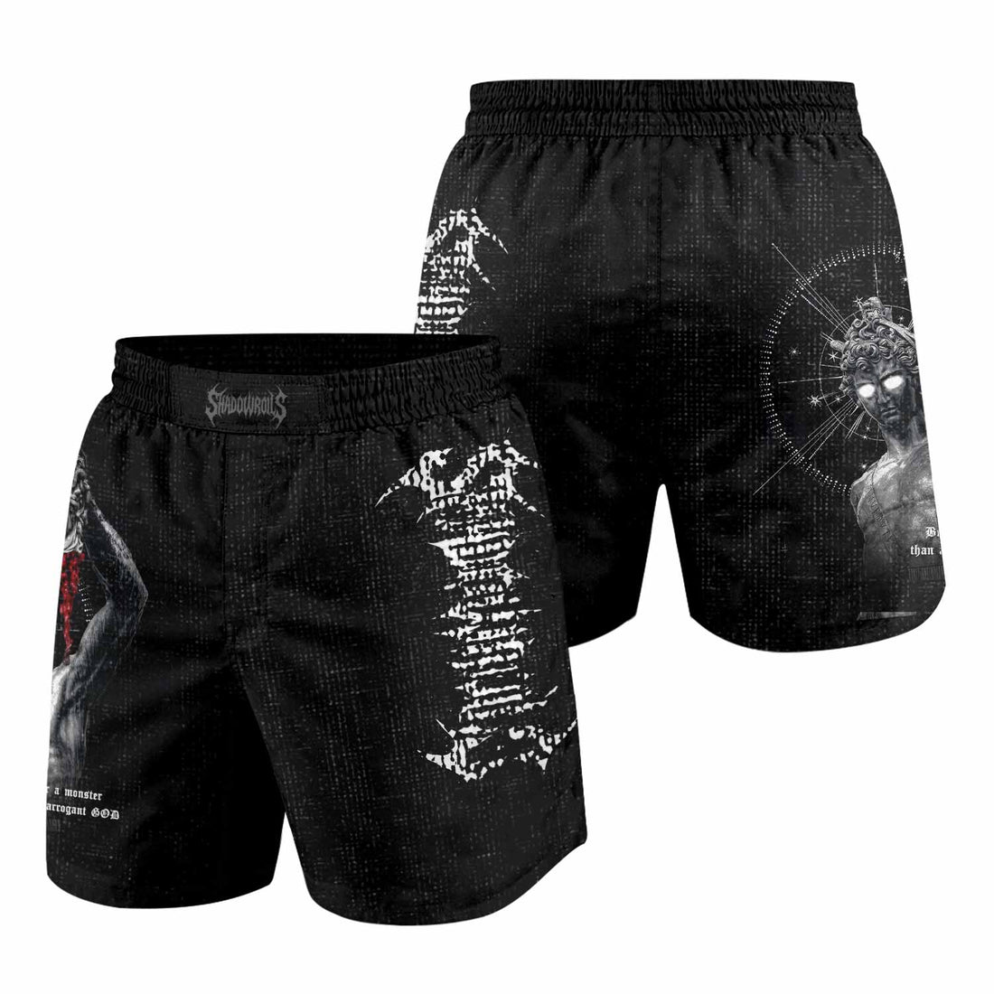 The Monster of Perseus Grappling Shorts - front and back view