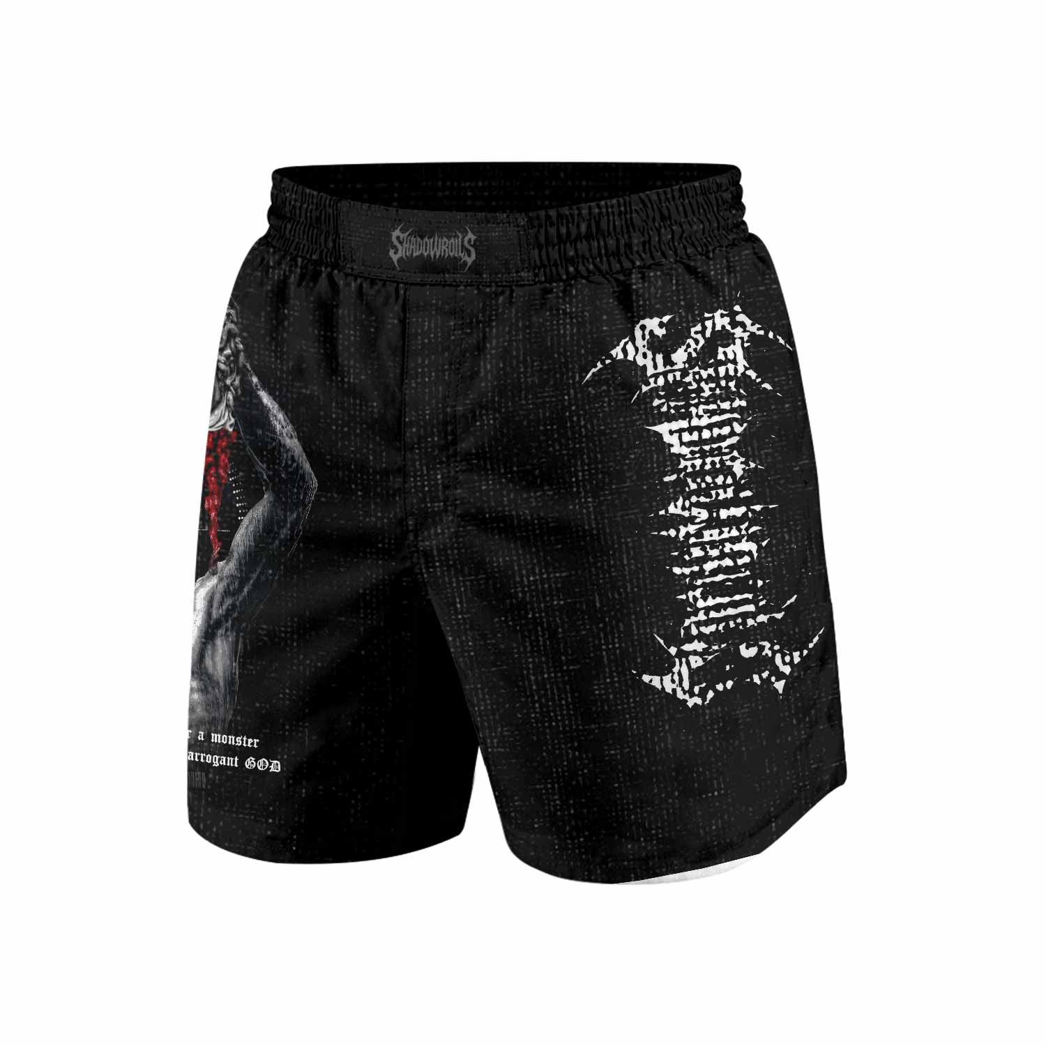The Monster of Perseus Grappling Shorts - front view mockup