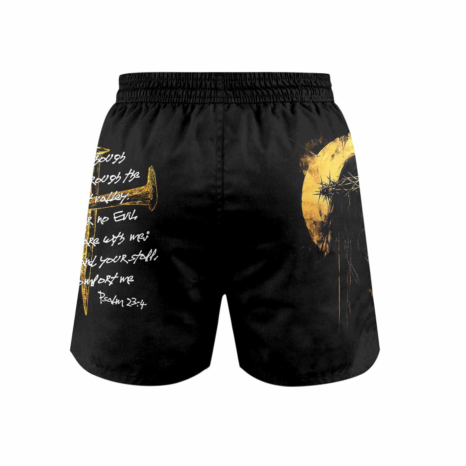 Psalm 23:4 No Evil Shall I Fear Grappling Shorts - back view mockup