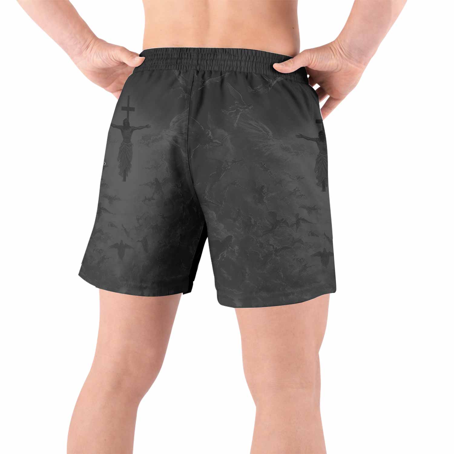Isaiah 41:10 Fear Not Grappling Shorts - back view lifestyle