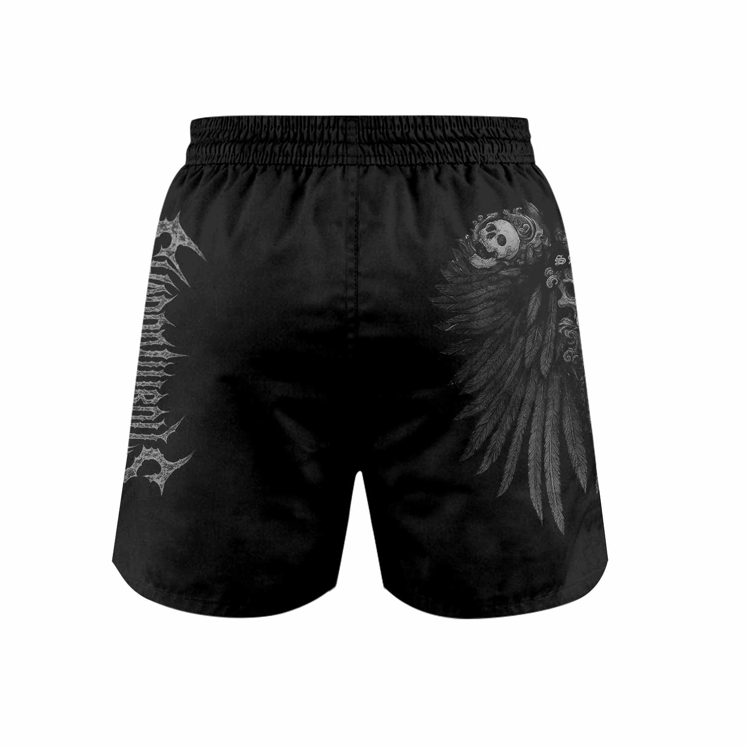 Savage Winged Skull Grappling Shorts - back view mockup