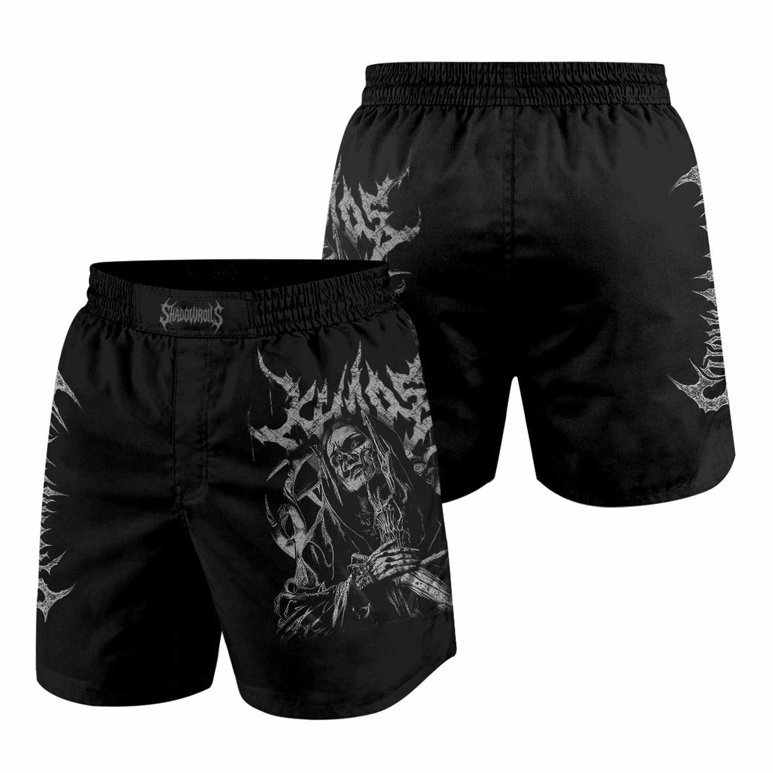 Against All Gods Grappling Shorts - front and back view