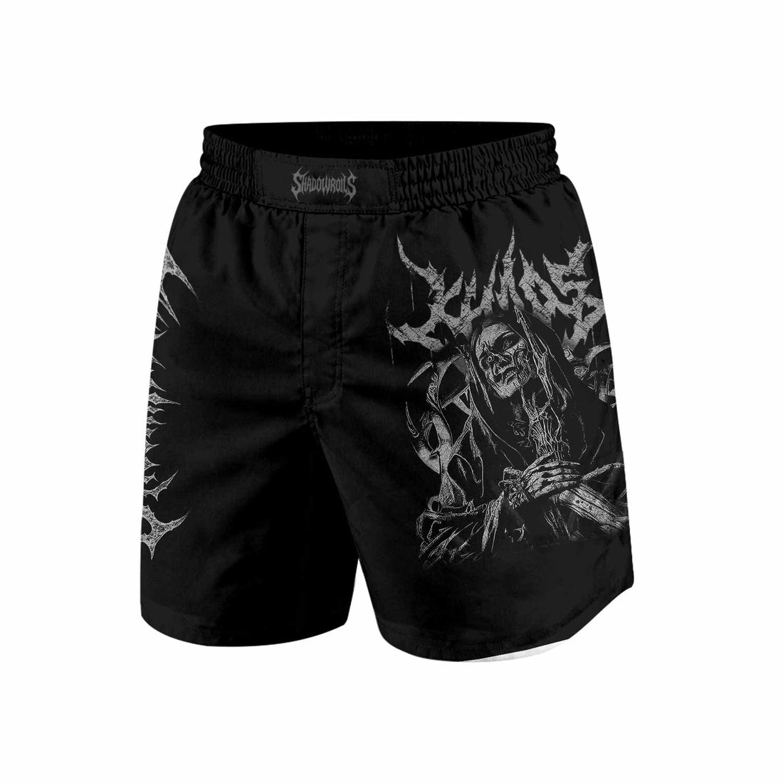 Against All Gods Grappling Shorts - front and back view