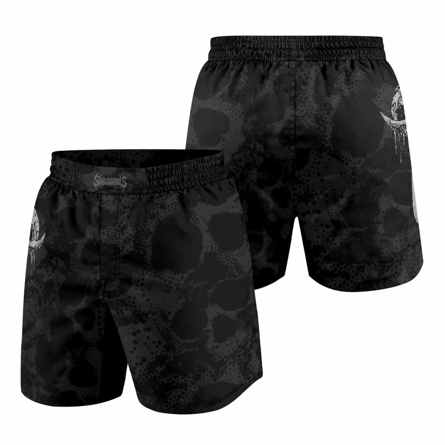 Pierced by Shadows Grappling Shorts - front and back view