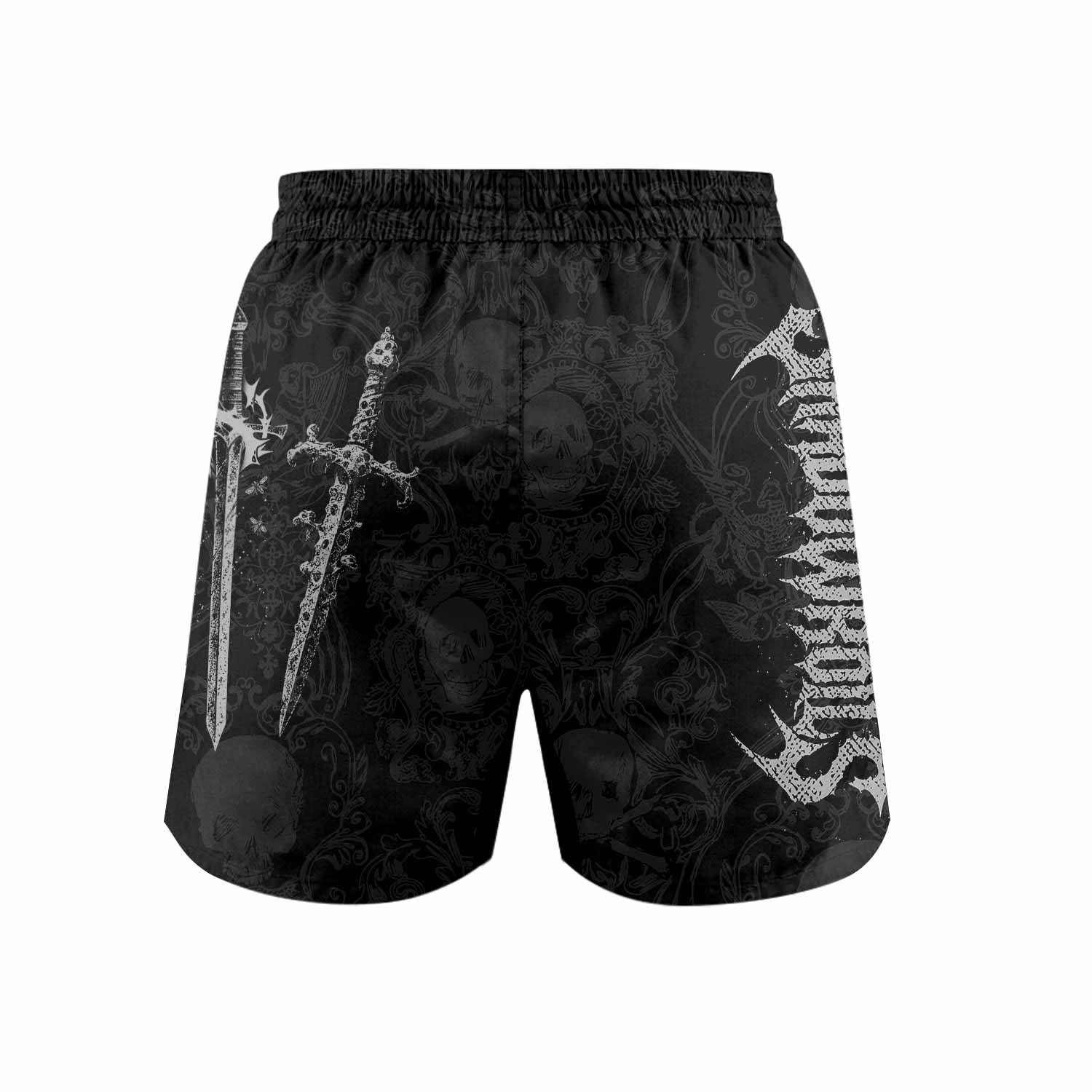 Bone Reaper Grappling Shorts - back view mockup
