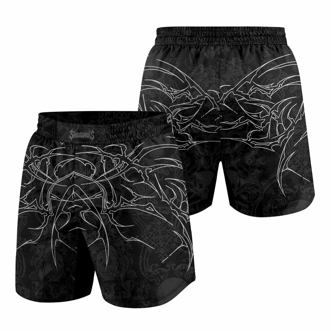 Throne of Thorns Grappling Shorts - front and back view