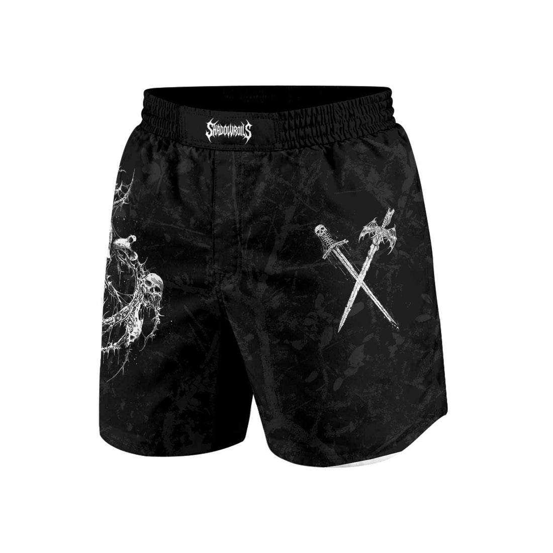 Throne Pierced Grappling Shorts - front and back view