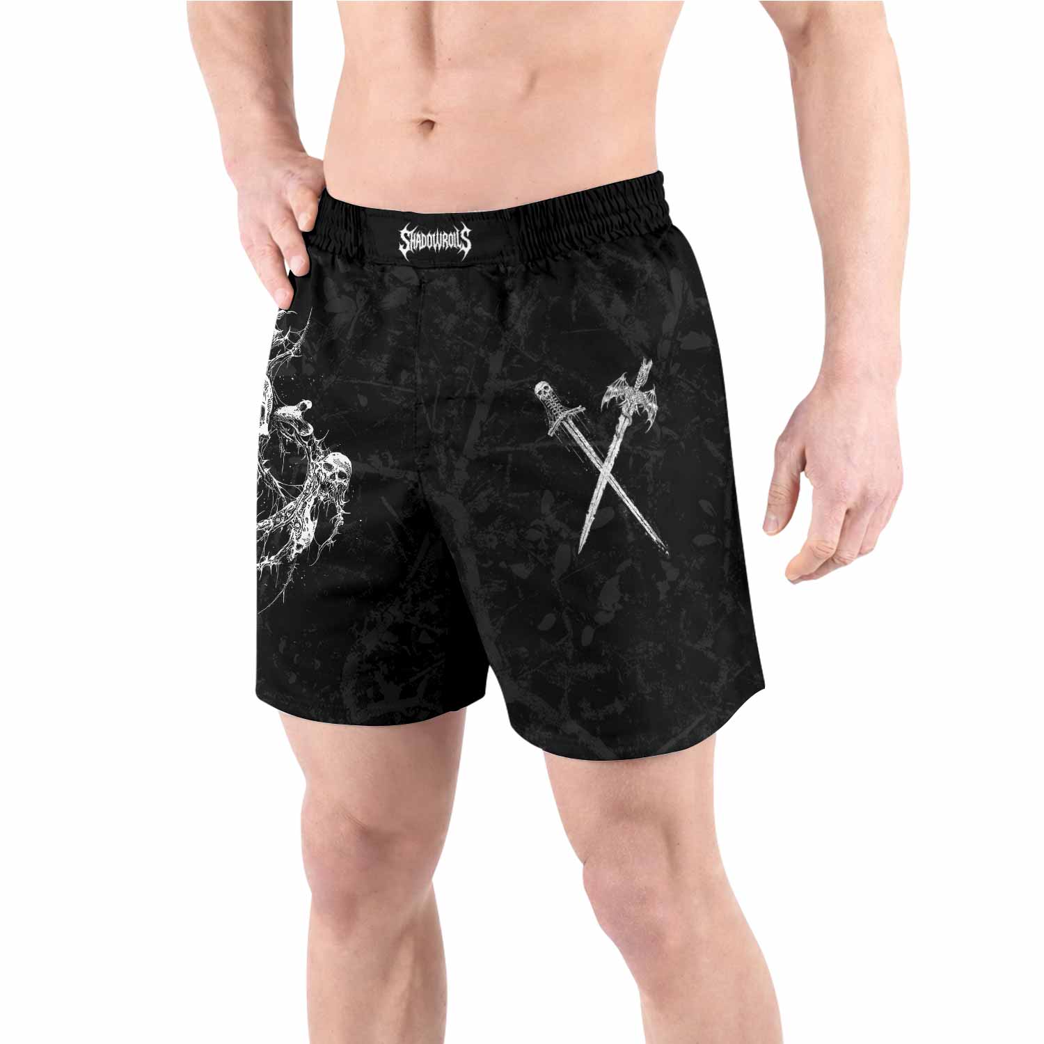Throne Pierced Grappling Shorts - front view lifestyle