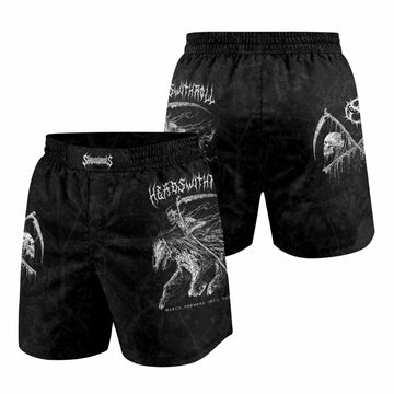 March Into Turmoil Grappling Shorts - front and back view
