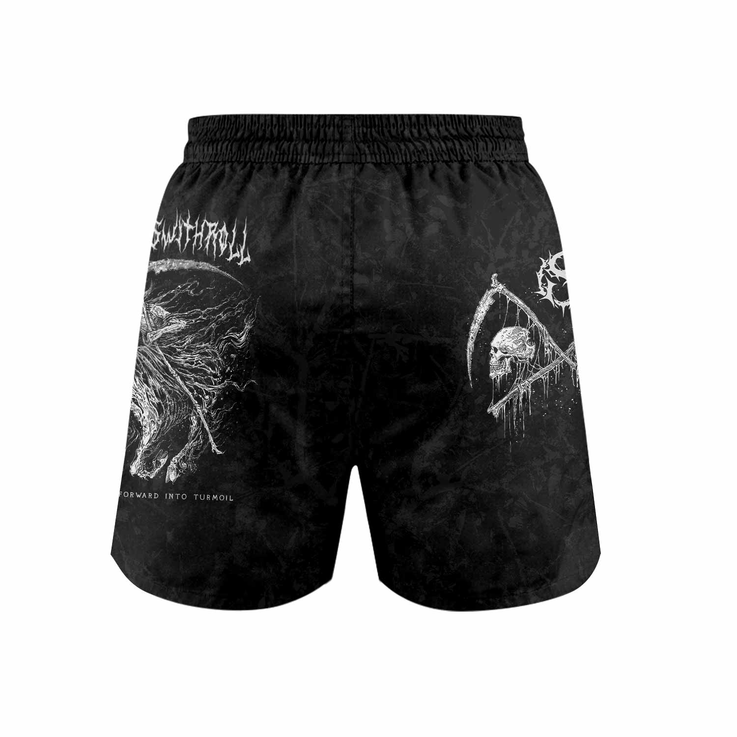 March Into Turmoil Grappling Shorts - back view mockup
