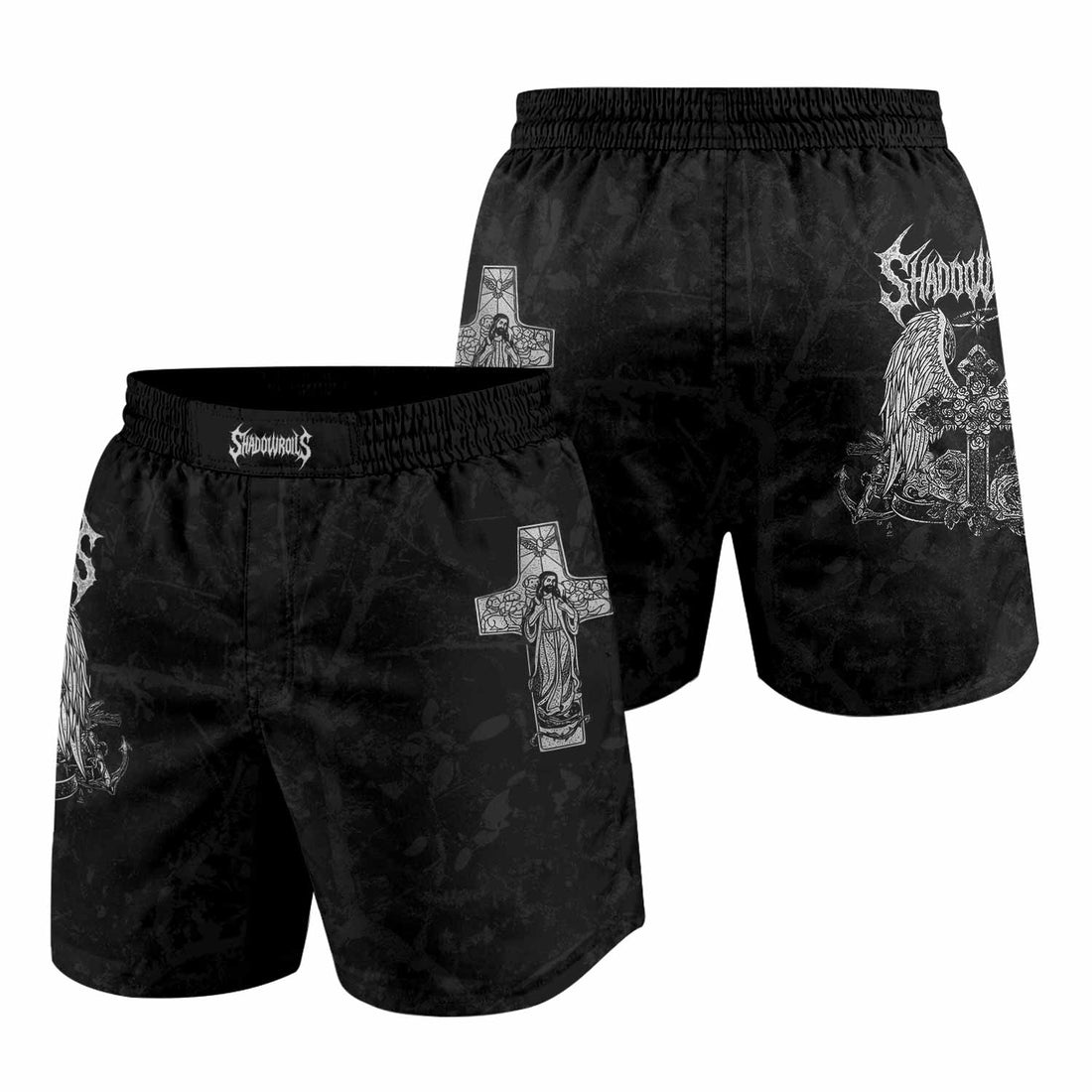 Bones of Grace Grappling Shorts - front and back view