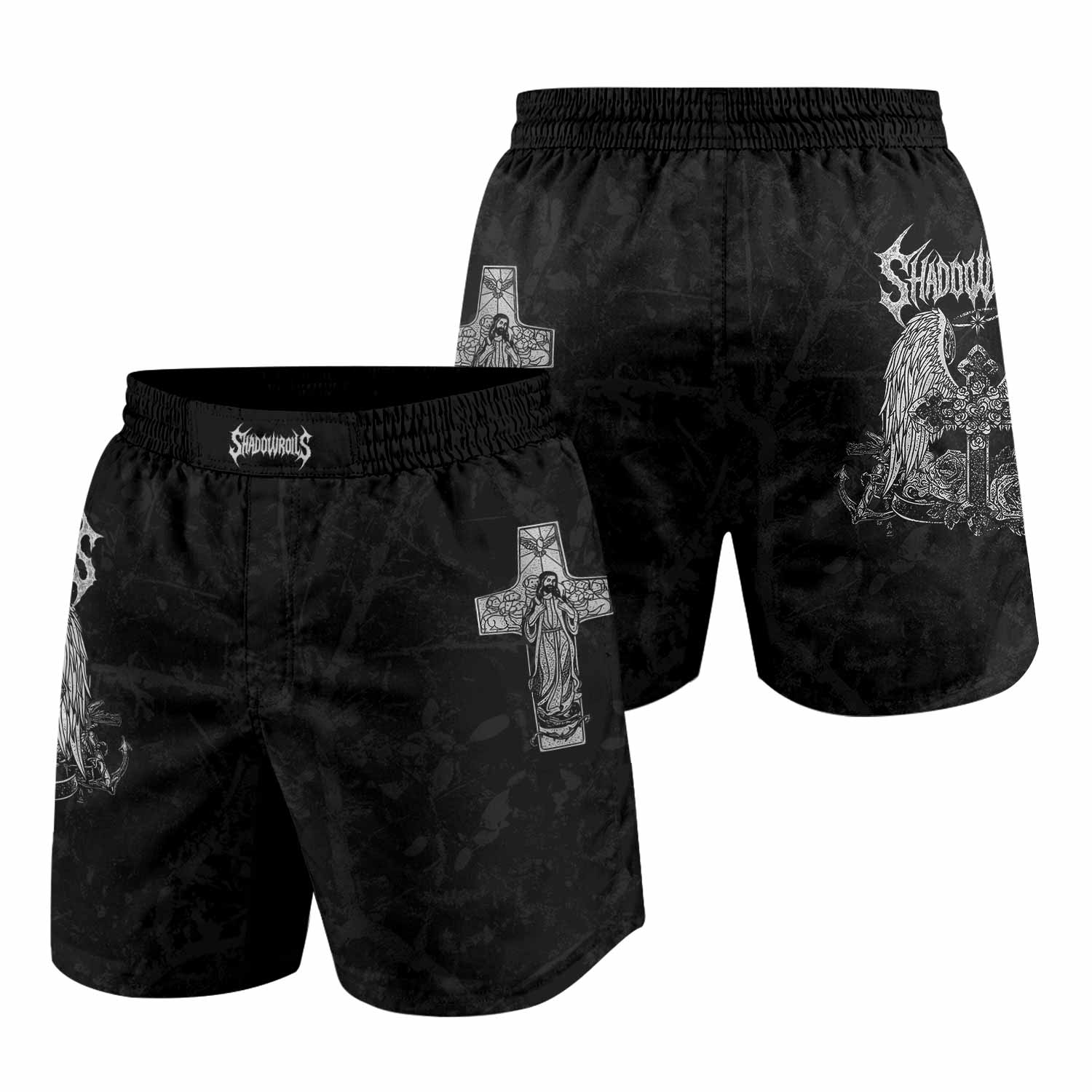 Bones of Grace Grappling Shorts - front and back view