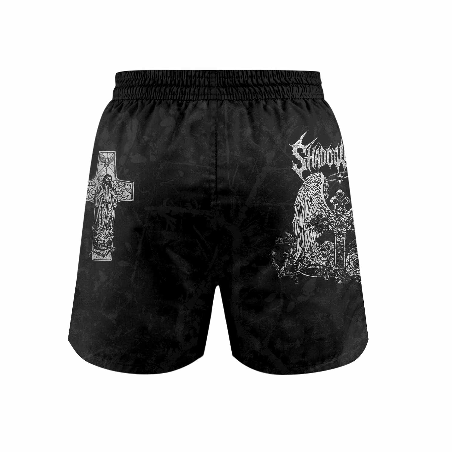 Bones of Grace Grappling Shorts - back view mockup