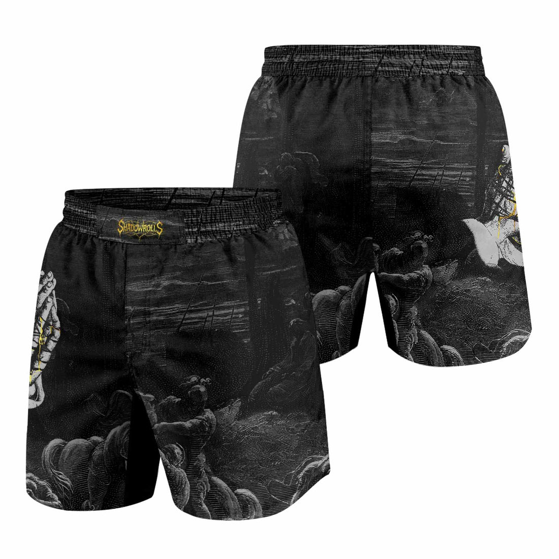 Crucified Grace Grappling Shorts - front and back view