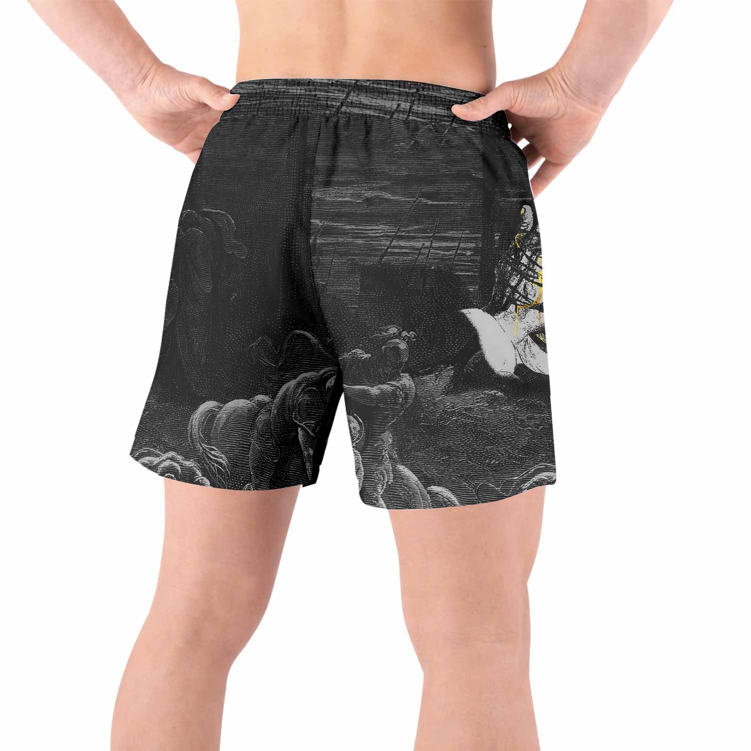 Crucified Grace Grappling Shorts - back view lifestyle