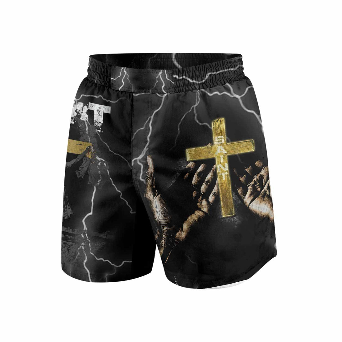 Crucified Saint Grappling Shorts - front and back view