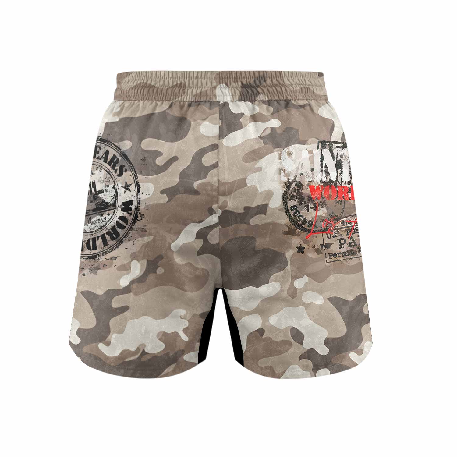 Saint Tears Camo Grappling Shorts - back view mockup