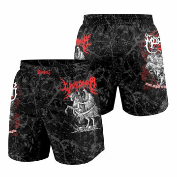 Trumpets of the End Grappling Shorts - front and back view