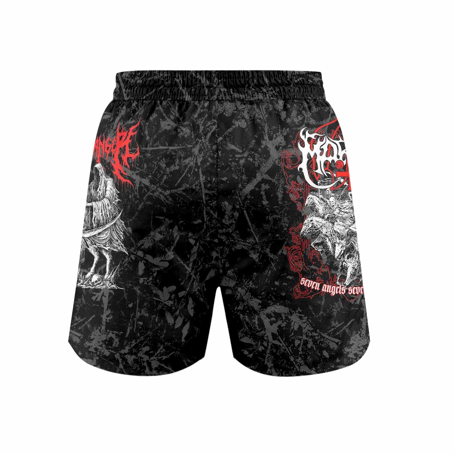 Trumpets of the End Grappling Shorts - back view mockup