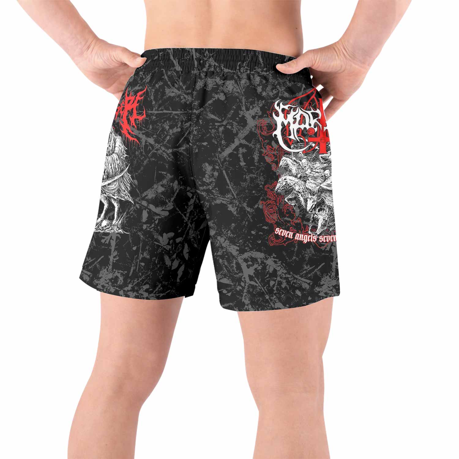 Trumpets of the End Grappling Shorts - back view lifestyle