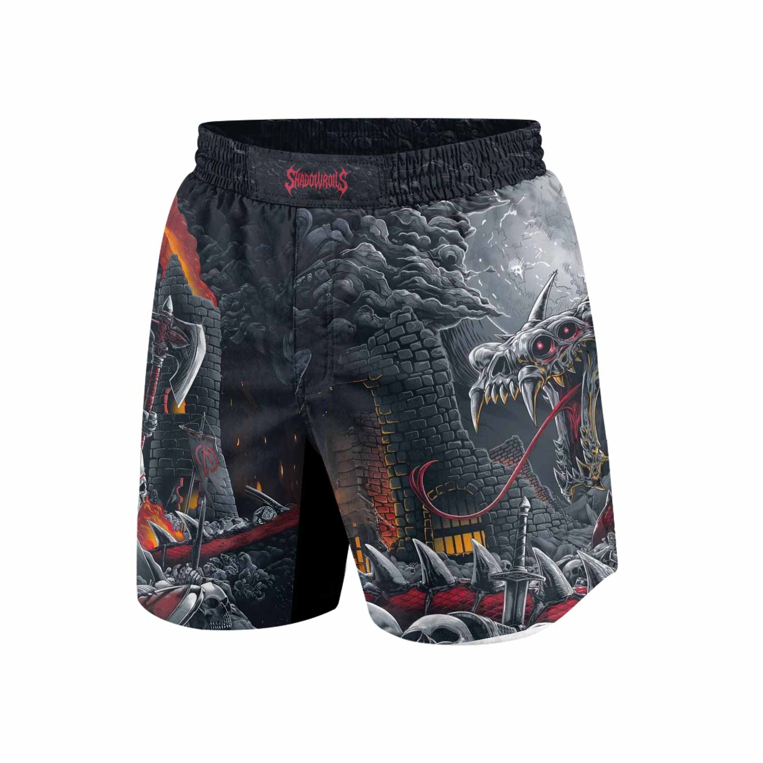 Wrath of the Undying Grappling Shorts - front view mockup