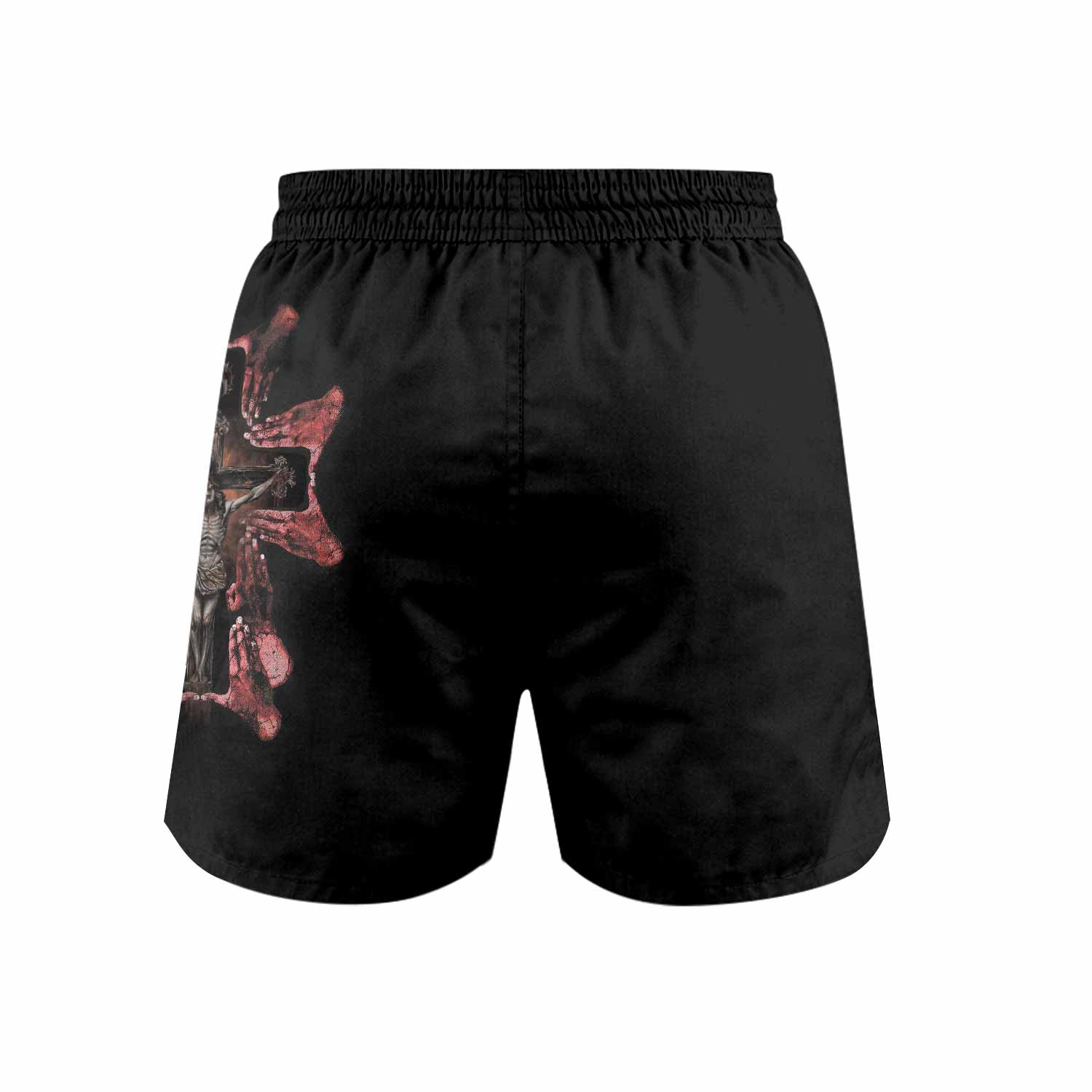 Stigmata Prayer Grappling Shorts - back view mockup