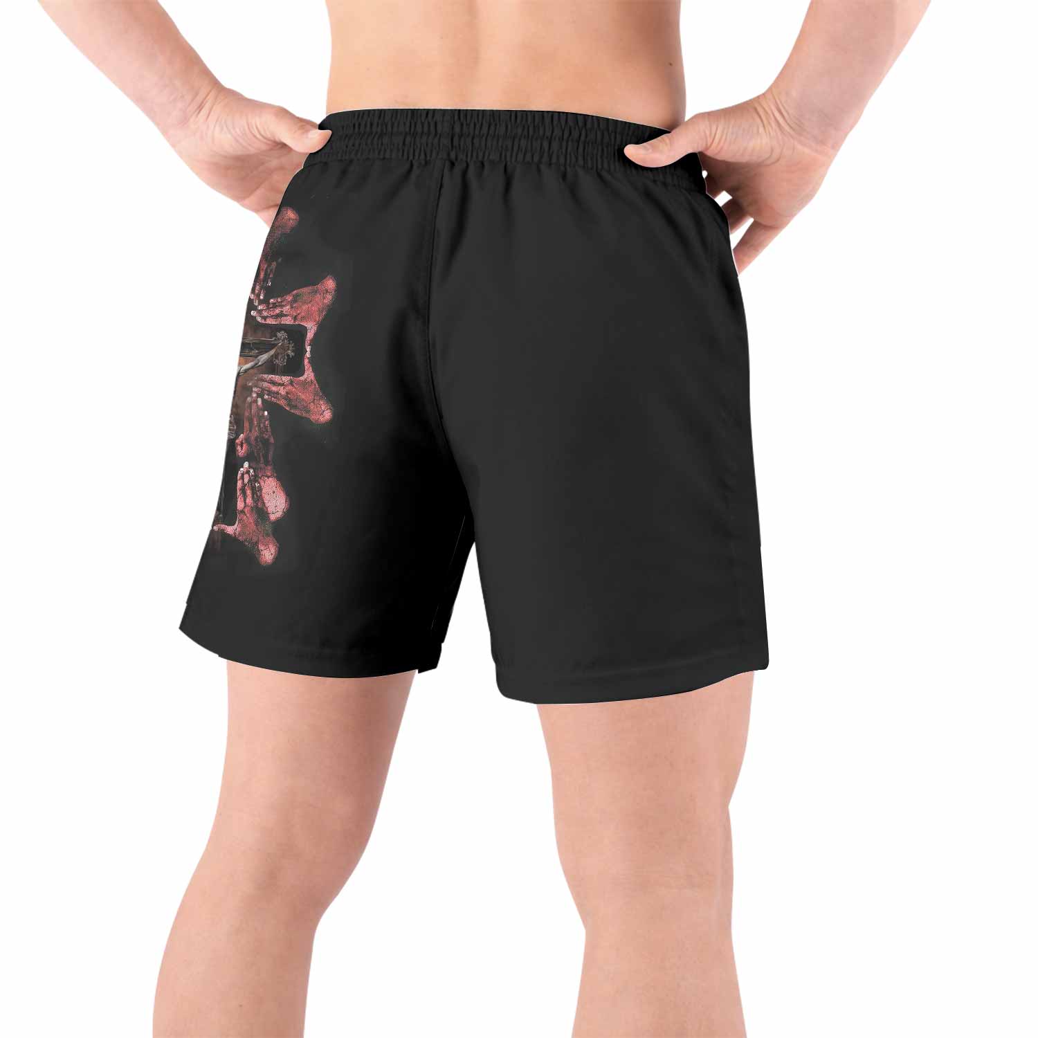 Stigmata Prayer Grappling Shorts - back view lifestyle